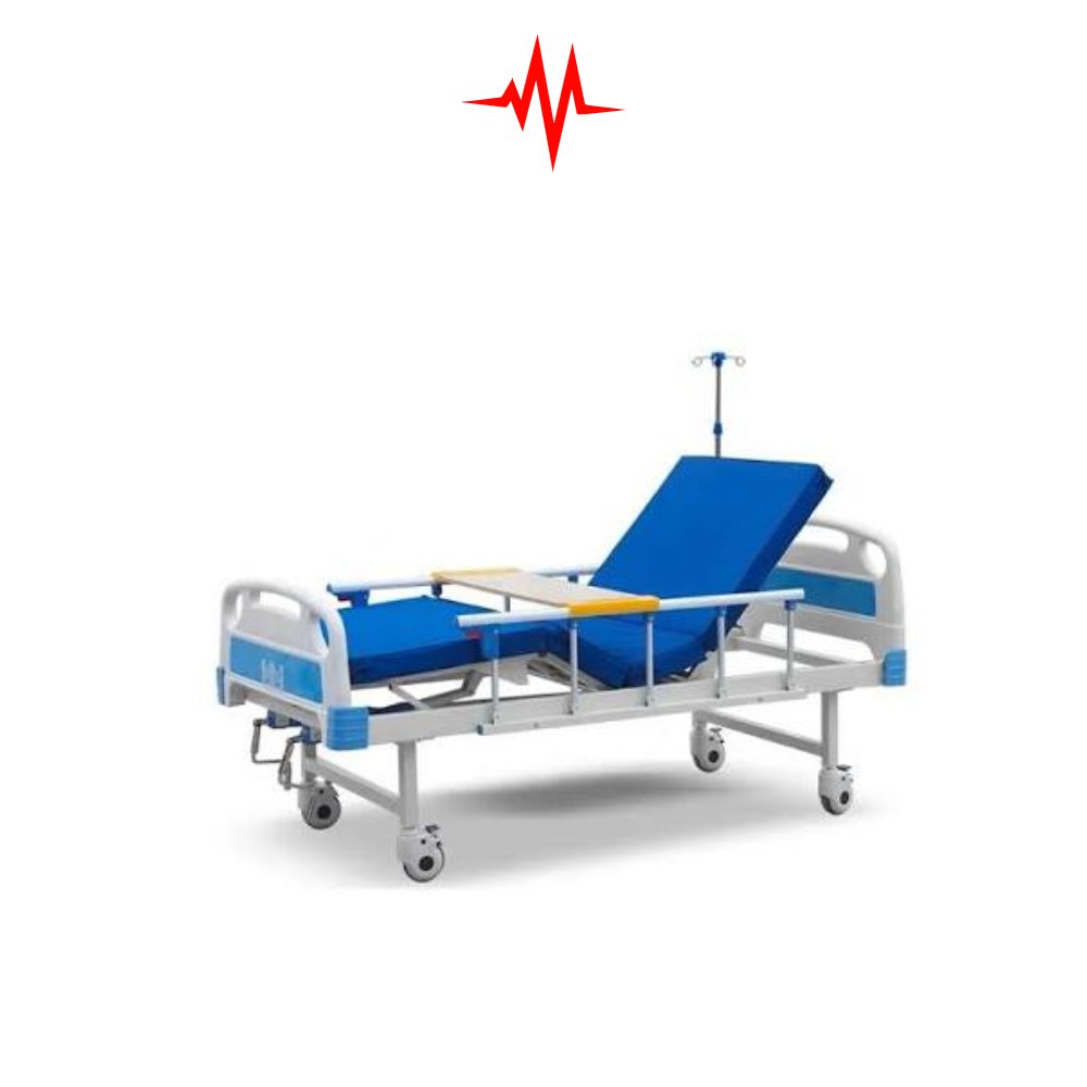 Precision Double Crank Hospital Bed with Free Mattress & Saline Stand