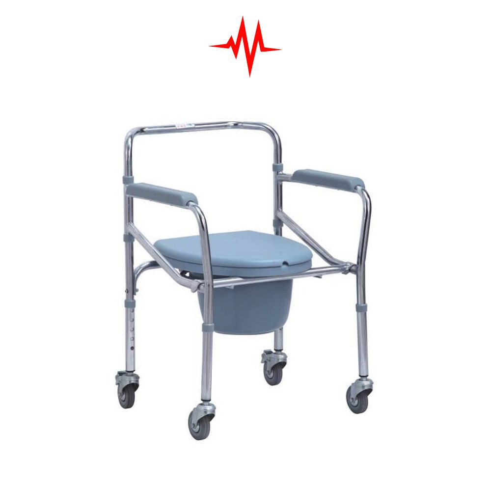 Precision Folding Commode Chair with Wheels- JN 696