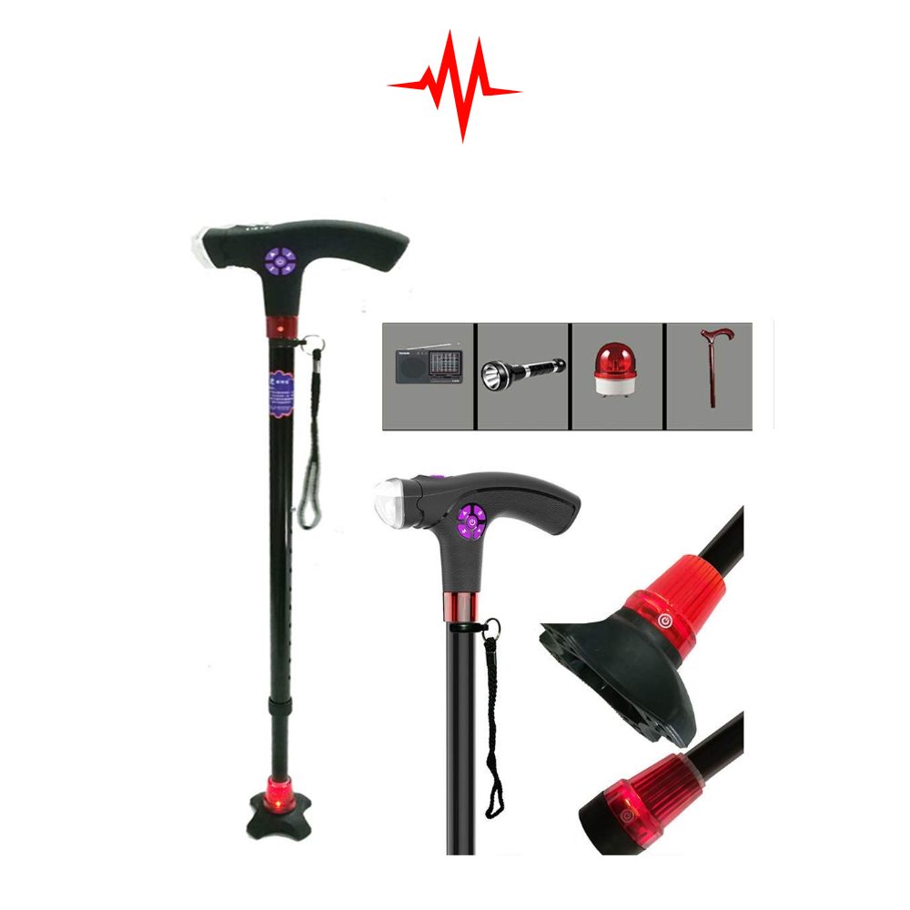 Precision Multi-Function LED Light Elderly Walking Stick – Non-Slip And Stable Crutches