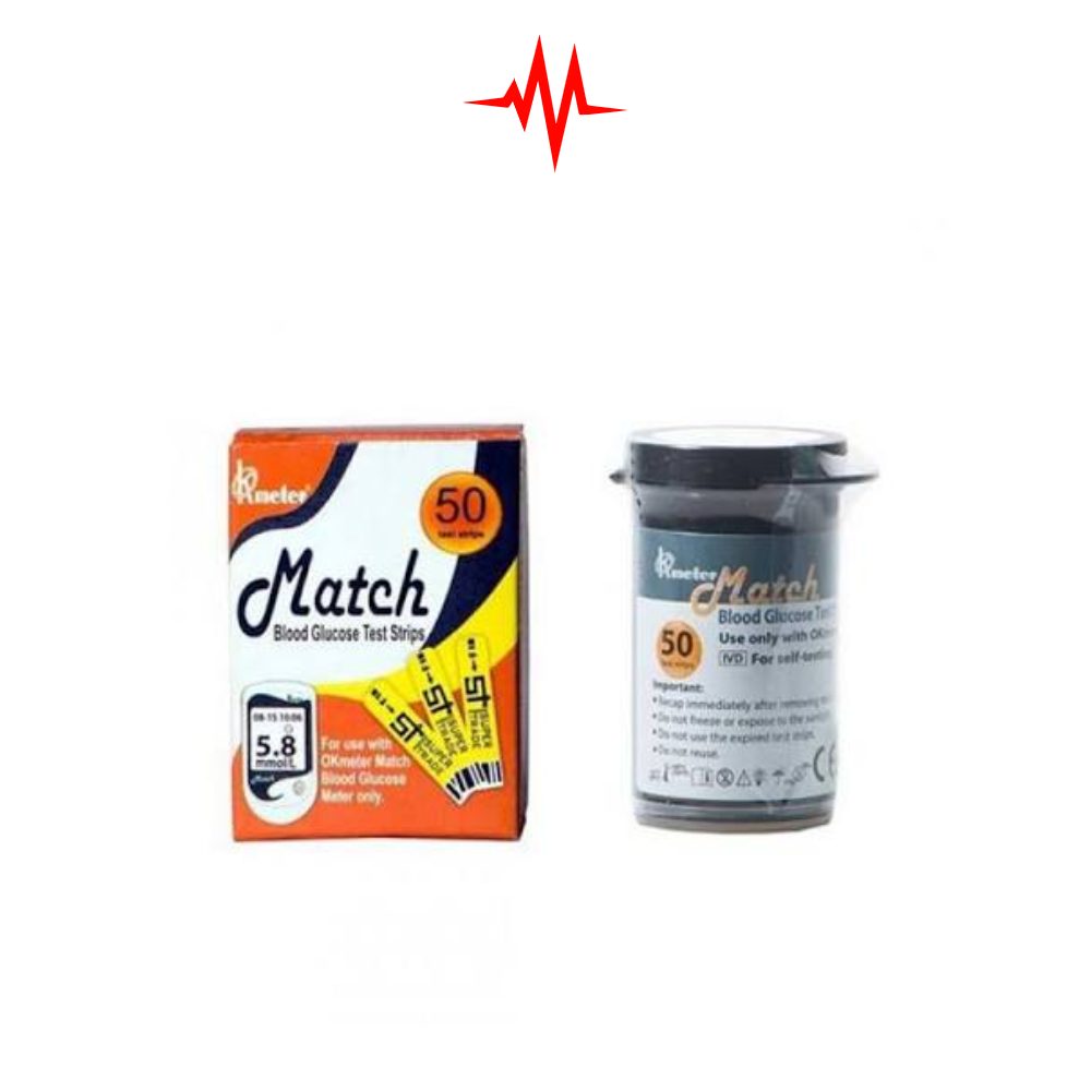 OKmeter Match Glucose Digital BP Machine Kiting Test Strips – 25×2 strips