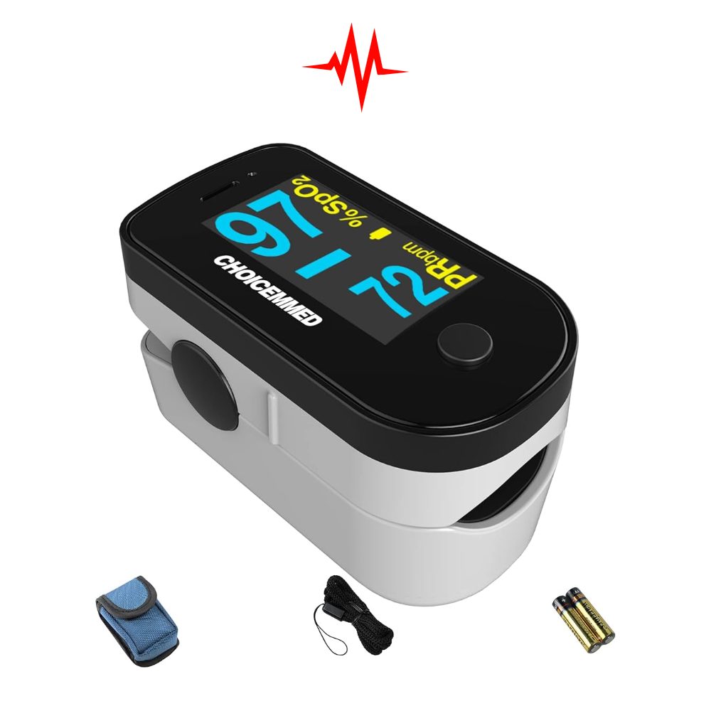 Portable Color OLED Fingertip Pulse Oximeter with Blood Oxygen Saturation Digital BP Machine Kit