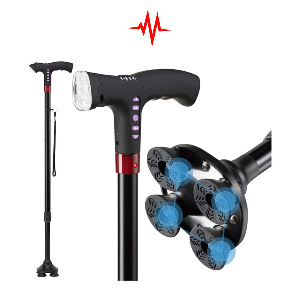 Precision Smart Walking Stick with LED Flash Light, Alarm & FM Radio